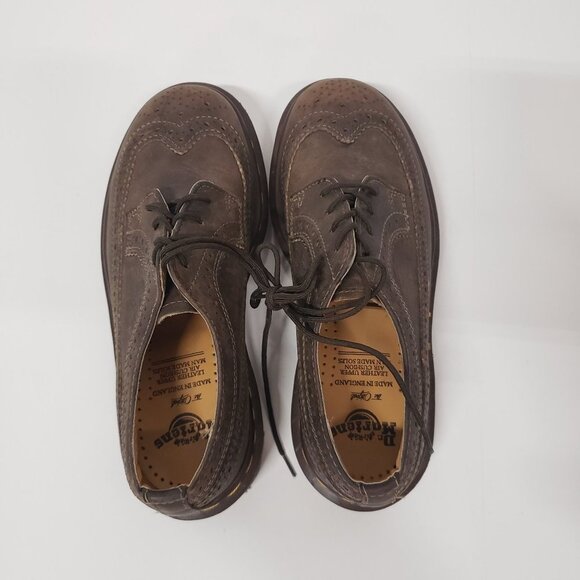 Doc Martens Junior 3989 YELLOW STITCH‎ SMOOTH LEATHER BROGUE SHOES - Size 4 - Picture 4 of 9